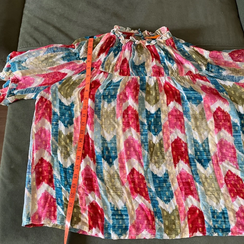 Oliphant multi color metallic boho blouse S-M